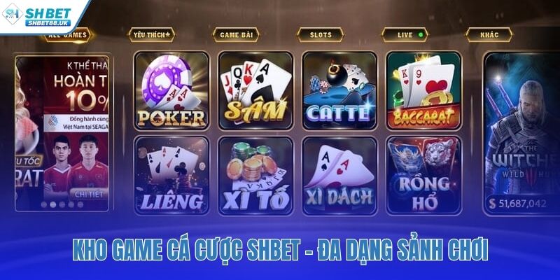 Sảnh chơi phong phú từ thể thao đến casino trực tuyến
